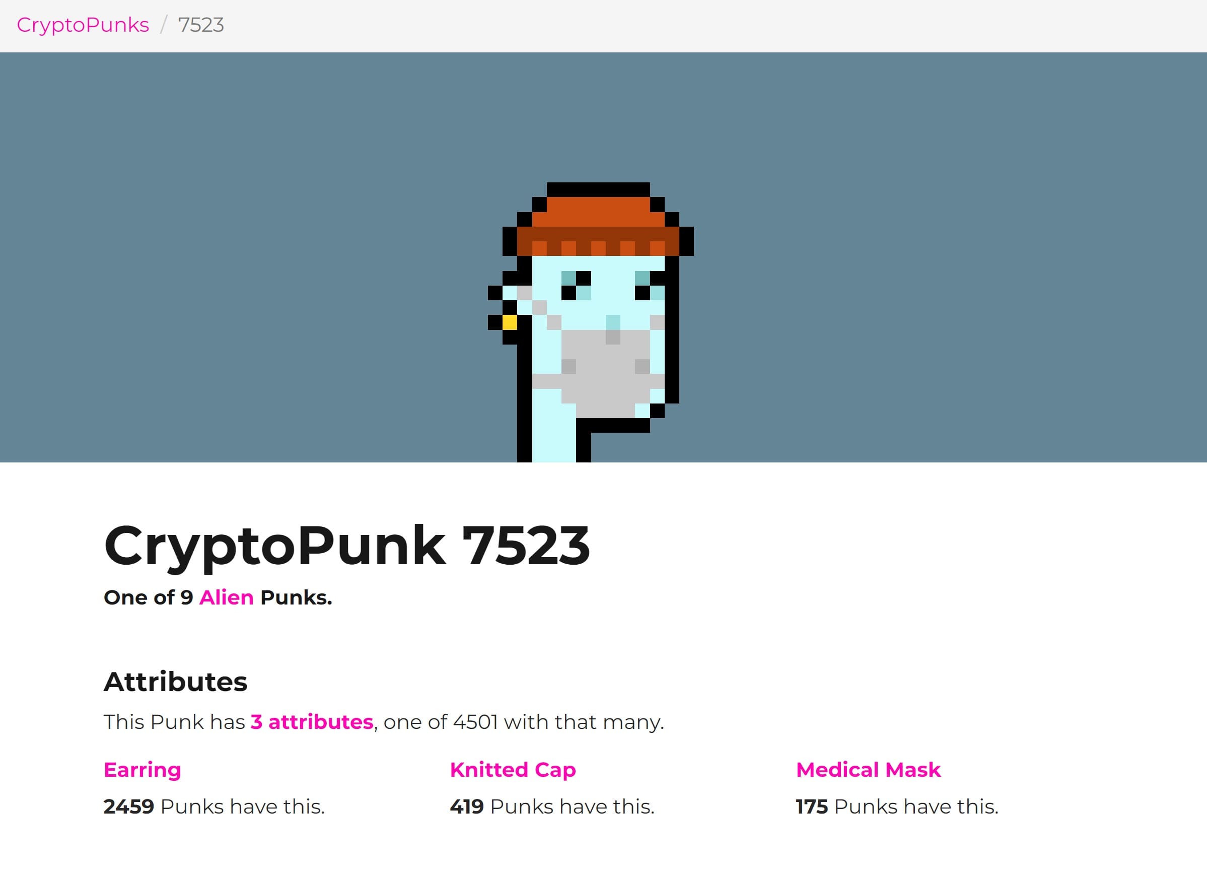 CryptoPunk #7523 – $11.75 Million